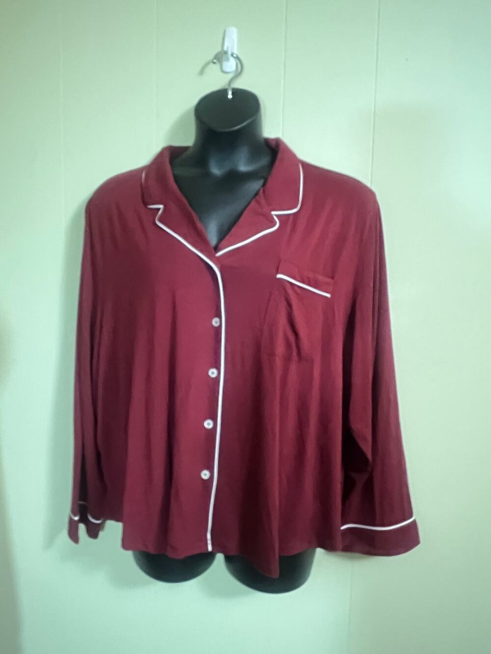 Cozy Earth Red Pajama Top Long Sleeved XXXL NWOT